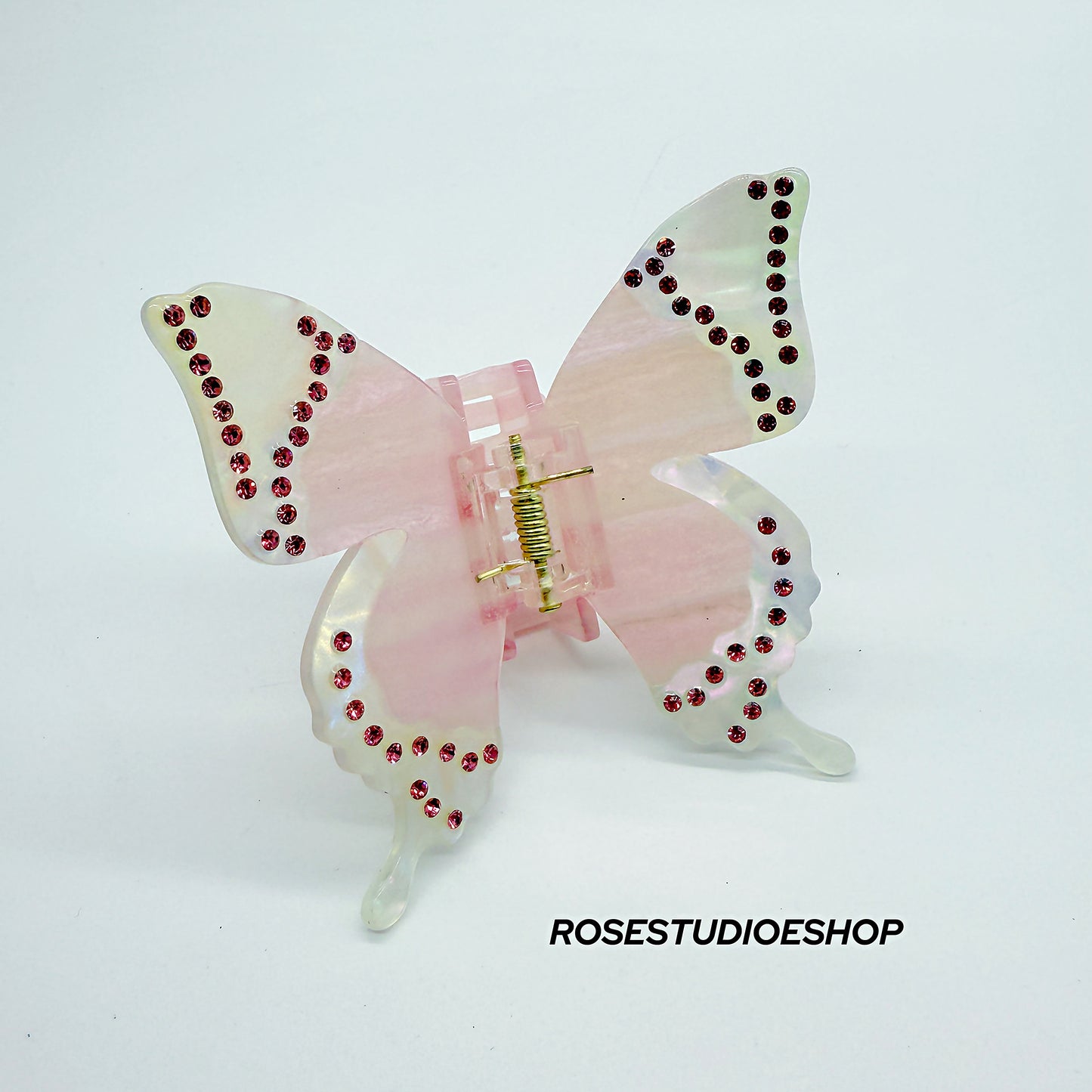 Acetaat Vlinder Haar Klam met Steentjes