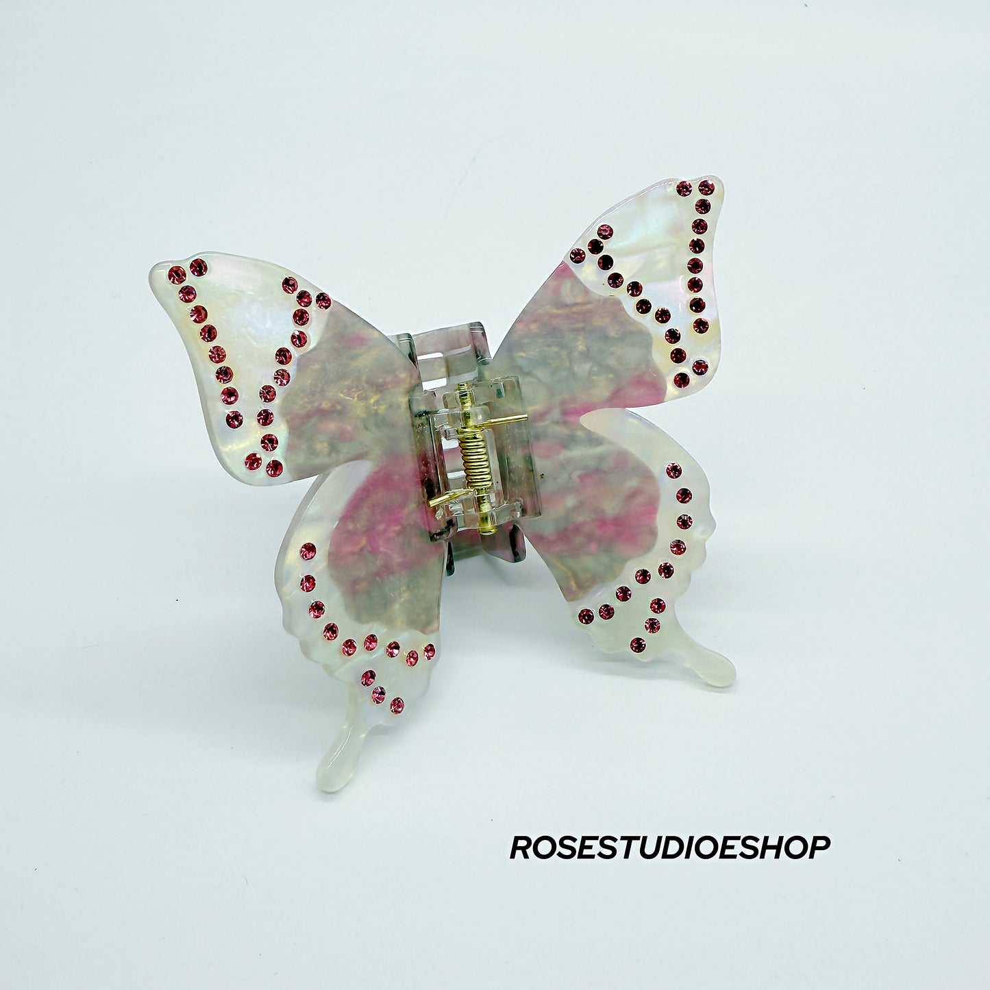 Acetaat Vlinder Haar Klam met Steentjes