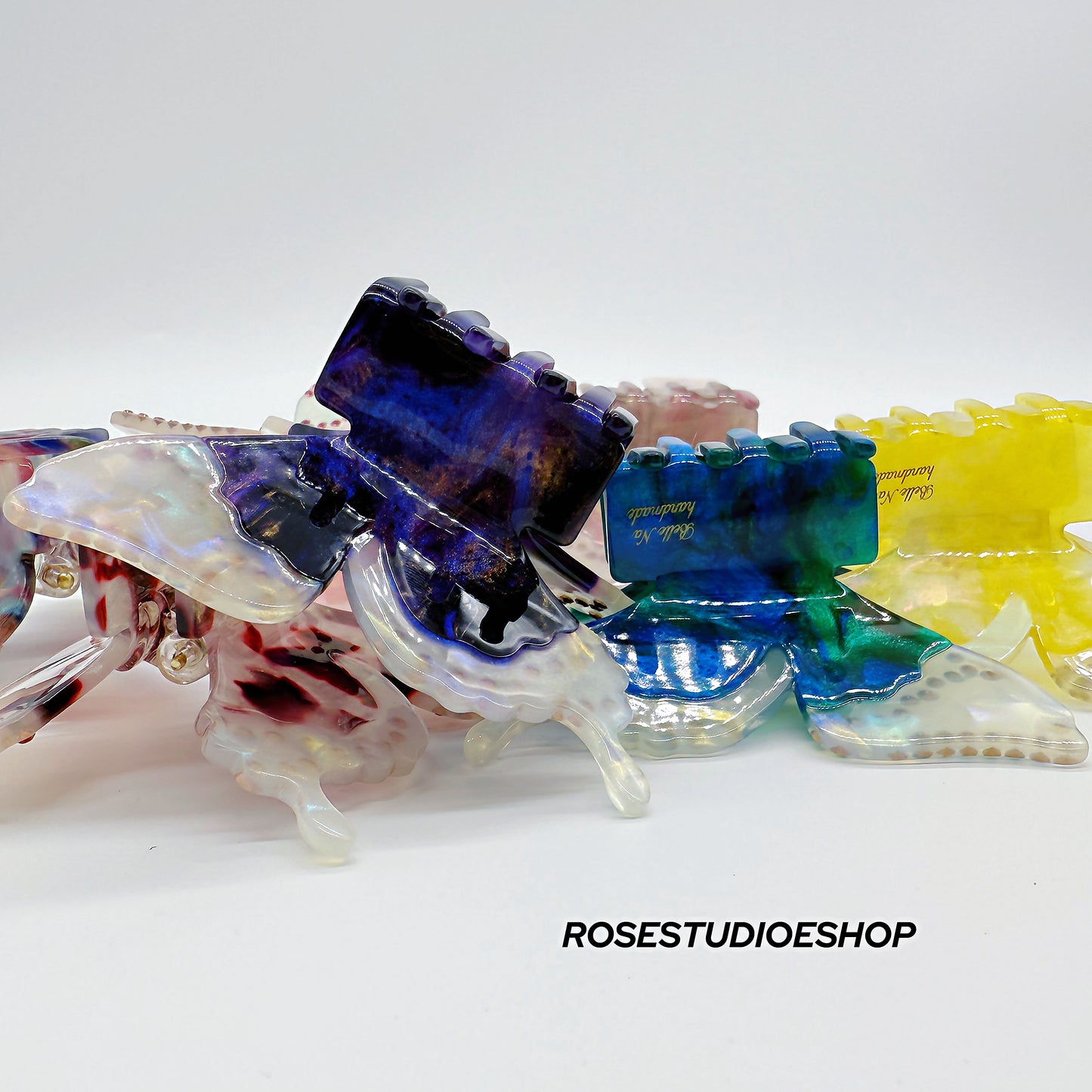 Acetaat Vlinder Haar Klam met Steentjes