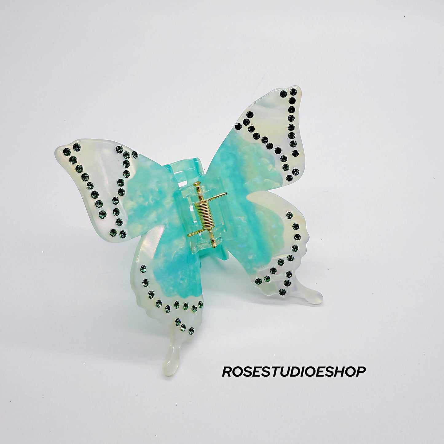 Acetaat Vlinder Haar Klam met Steentjes