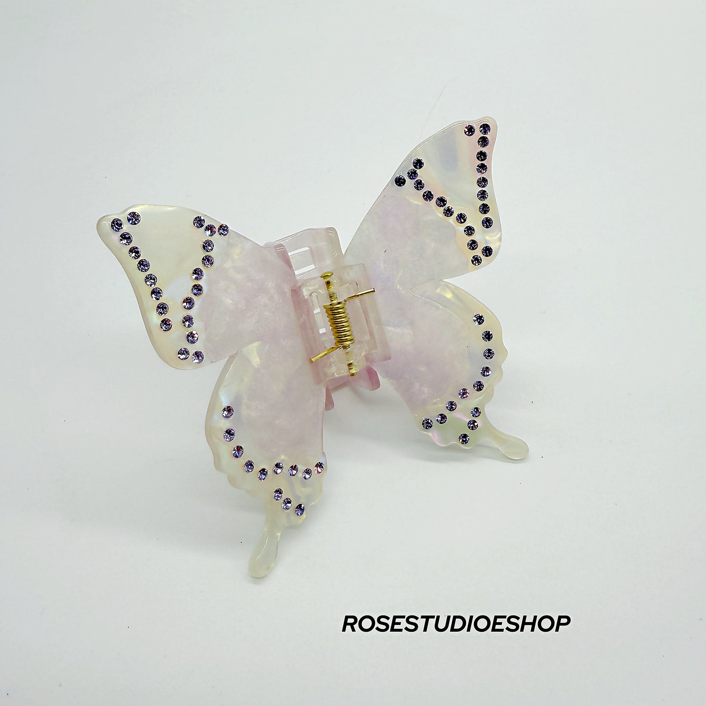 Acetaat Vlinder Haar Klam met Steentjes