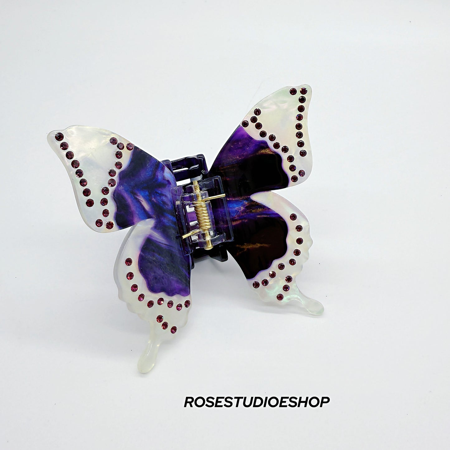 Acetaat Vlinder Haar Klam met Steentjes