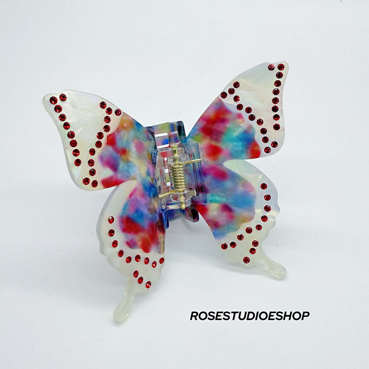 Acetaat Vlinder Haar Klam met Steentjes