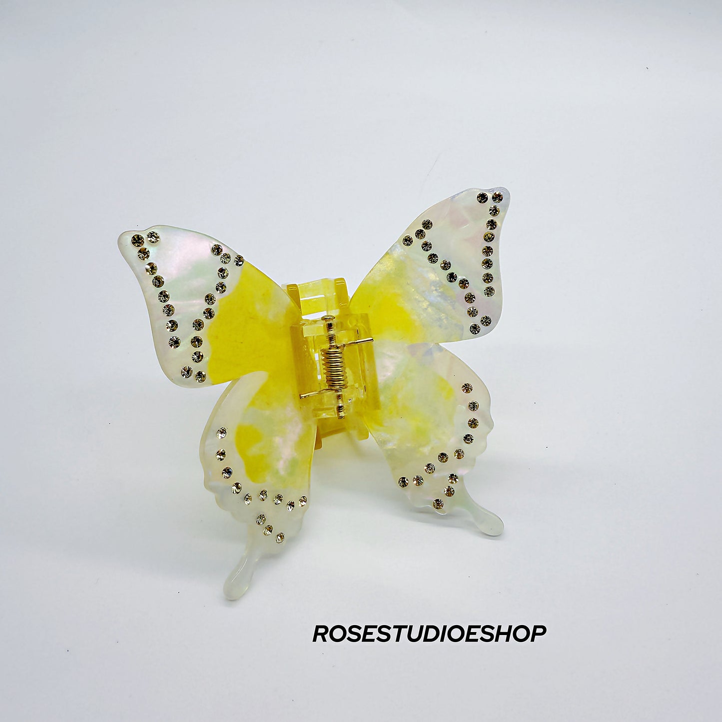 Acetaat Vlinder Haar Klam met Steentjes