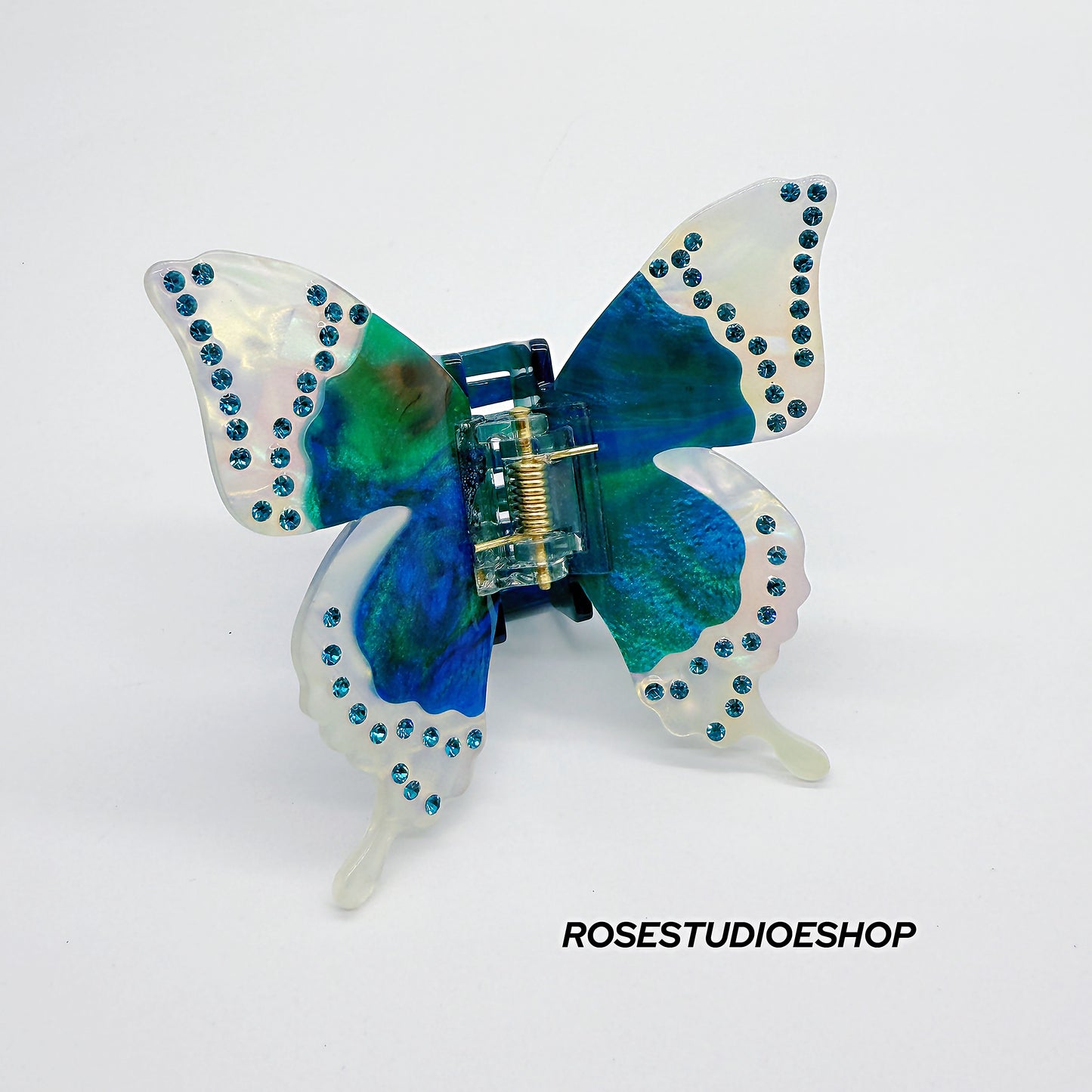 Acetaat Vlinder Haar Klam met Steentjes
