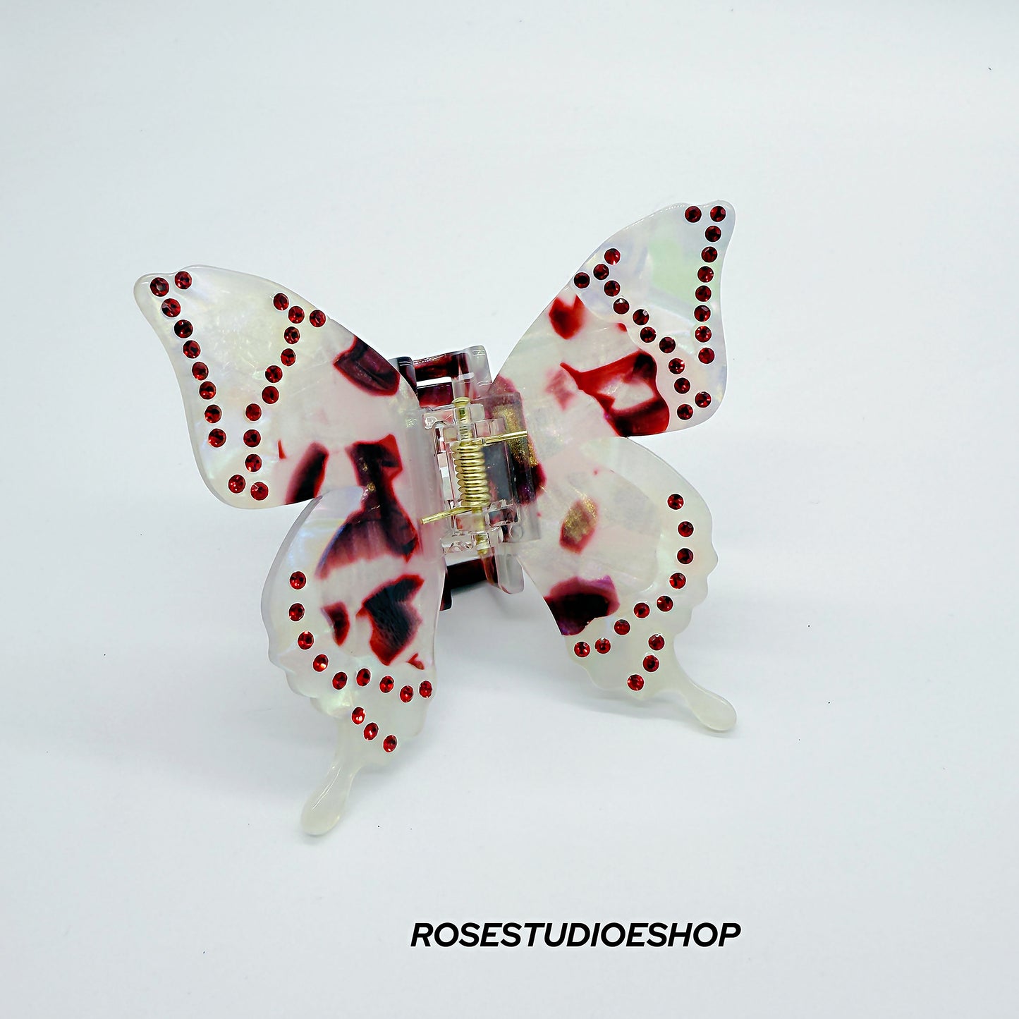 Acetaat Vlinder Haar Klam met Steentjes