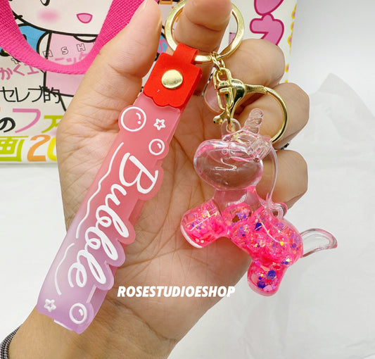 Schattige fuchsia beertje hanger met vloeistof